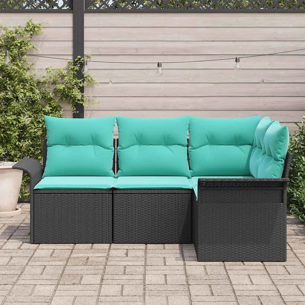 Set Divano da Giardino con archiviazione 4 pcs Nero polyrattan 3354015