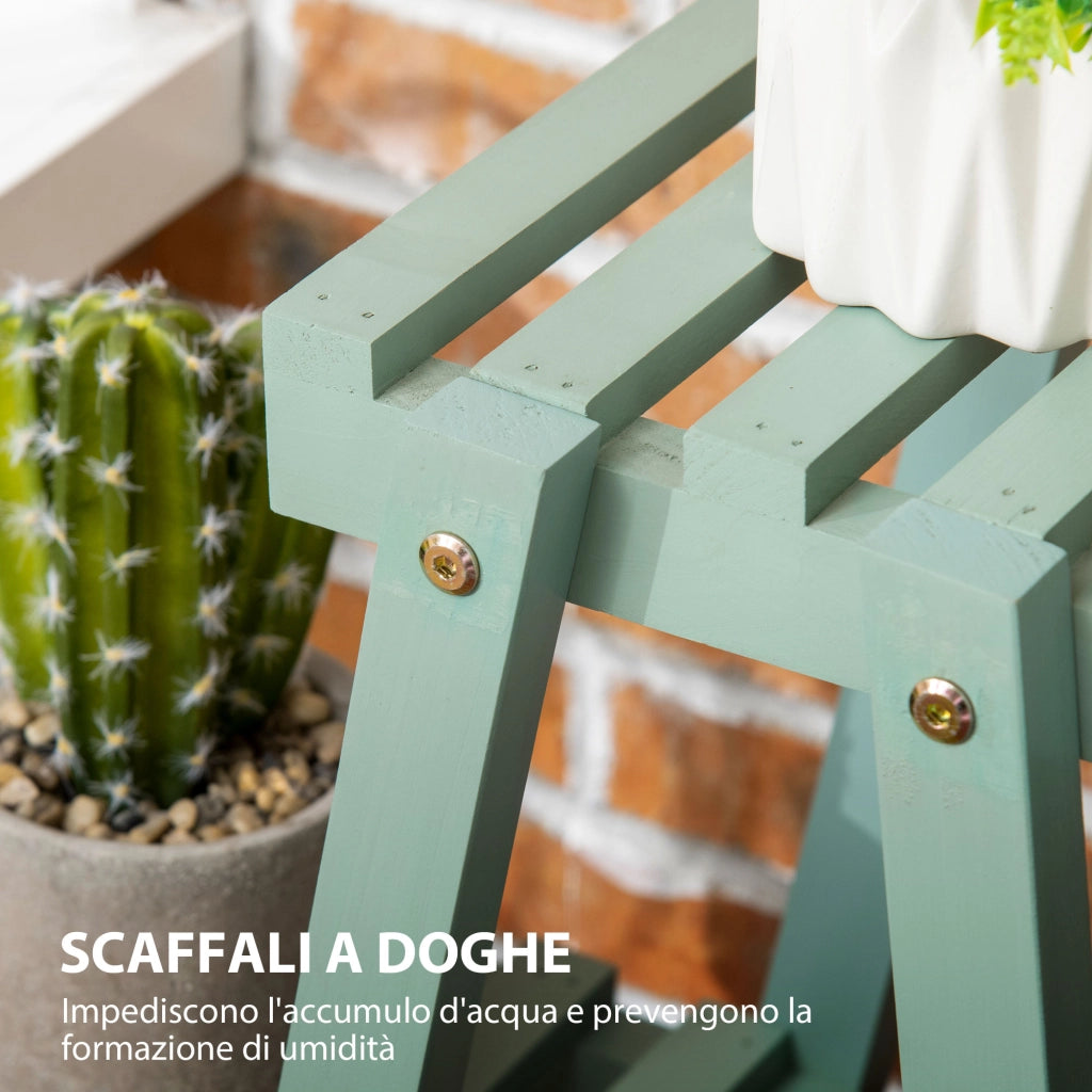 Portapiante 3 Livelli ¨C Xylo ¨C Legno Abete Verde Chiaro 76x26x76cm Interno Esterno Giardino