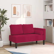 Chaise Lounge con Cuscini Rosso Vino in Velluto 4007575