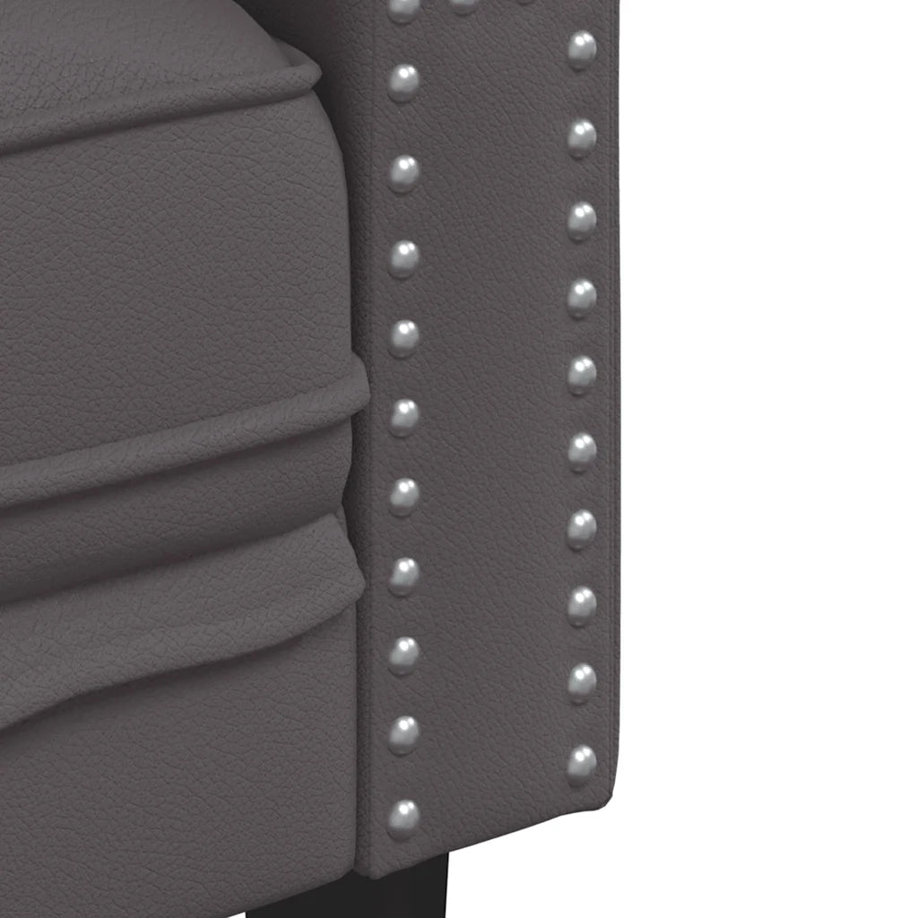 Divano Chesterfield a 3 Posti Grigio in Similpelle 372669
