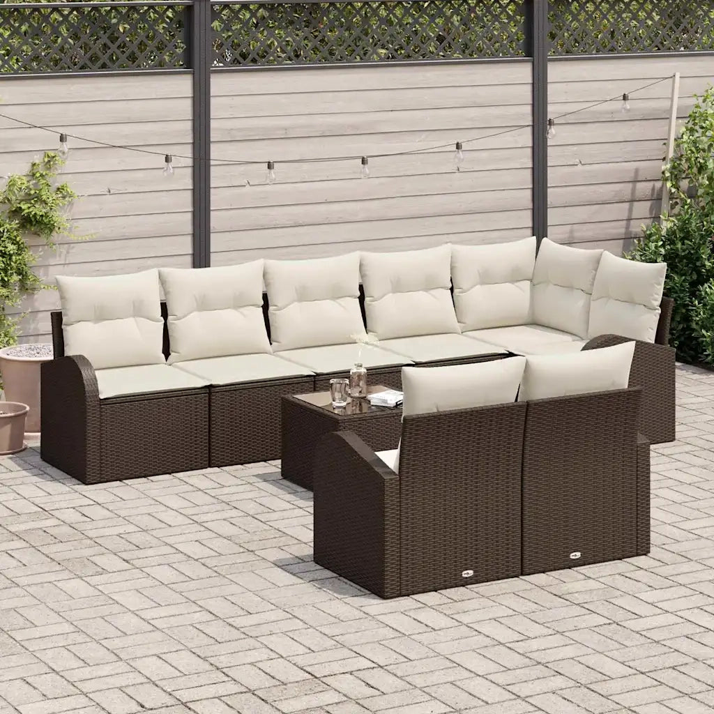 Set Divano da Giardino Marrone e Crema 55 x 55 x 37 cm