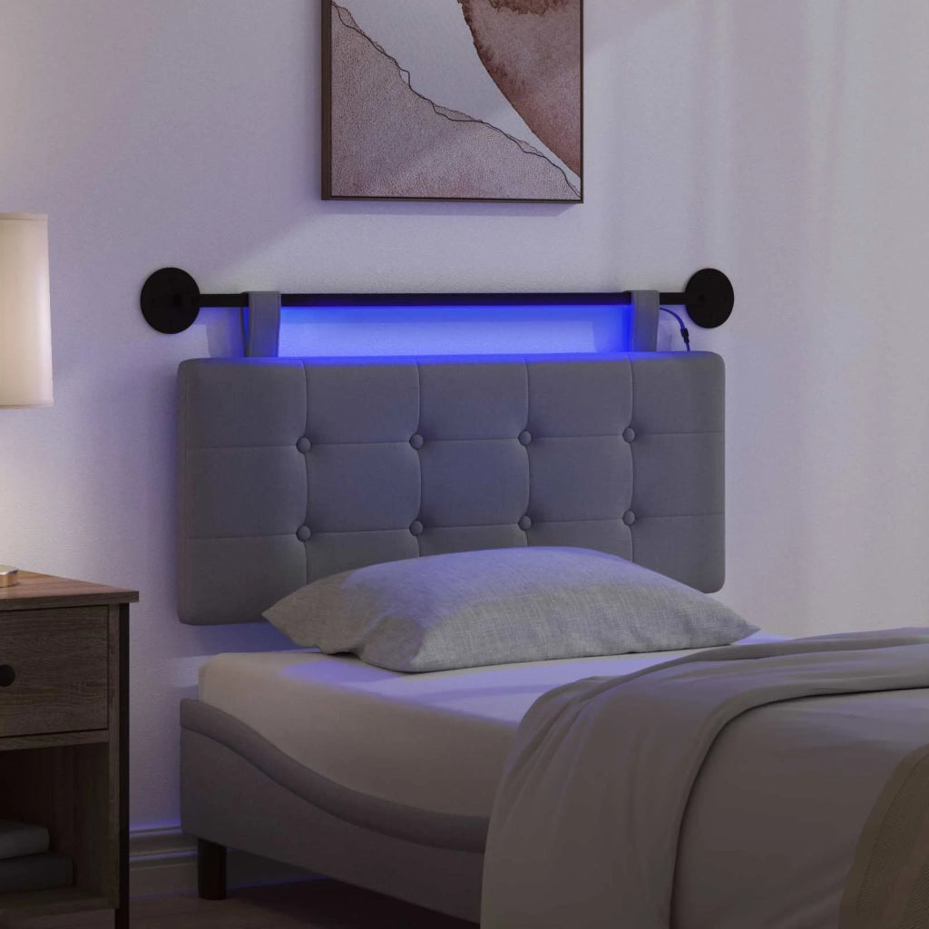 Testiera | Testata sospesa Con luce LED Grigio Scuro Tessuto
