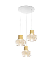 Lampada a Sospensione LED Kino 36W 3900lm 3000K Dimmerabile a step, Struttura in Metallo e Vetro Borosilicato, Cognac - Kino
