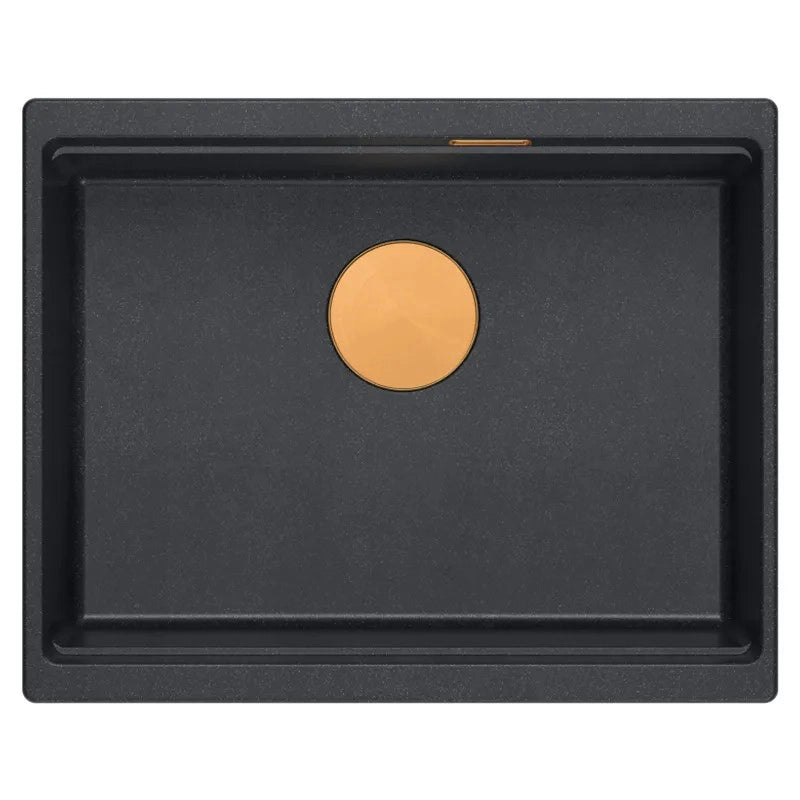 Lavello In Granito Logan 100 Black Metallic Tappo rame spazzolato