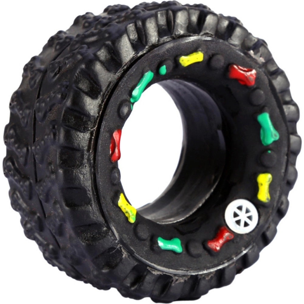 Trade Shop - 3 Giocattolo Ruota Pneumatico Gomma Suono Resistente Da Masticare Per Cani -