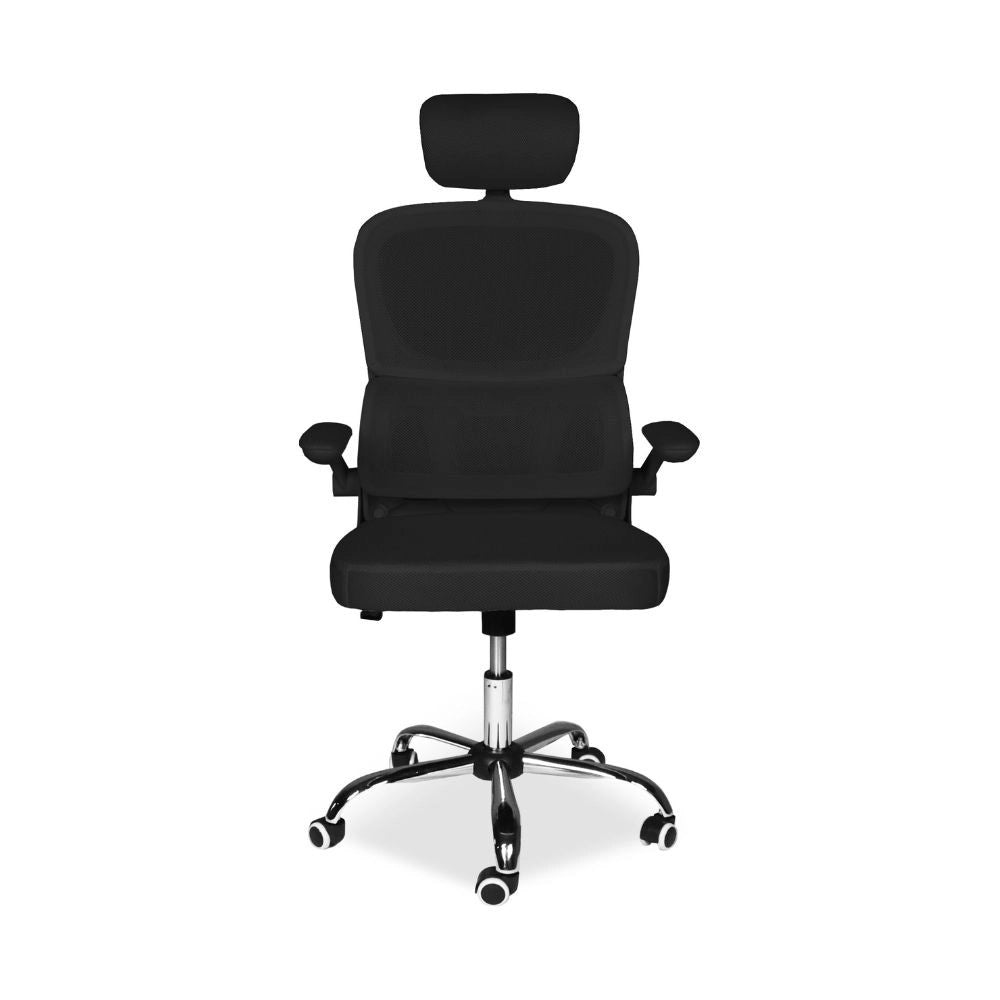 Poltrona ufficio ergonomica con ruote Vibes in rete nero con base cromata