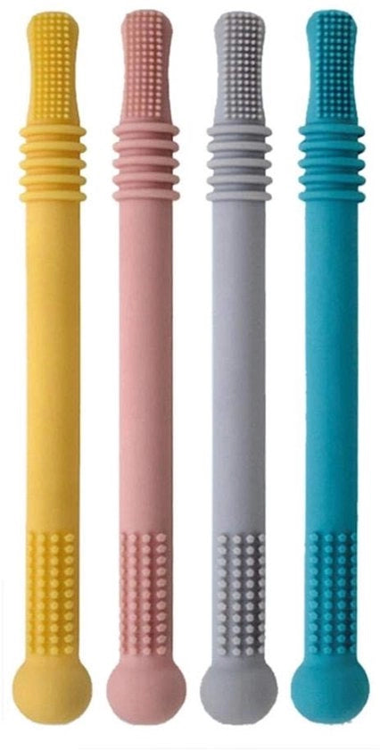 Bambini - Tubi per succhiare 4 pezzi - Giocattolo per succhiare per Bambini - Silicone alimentari - Ipersensibilità - Testura morbida - Massaggio della mucosa orale