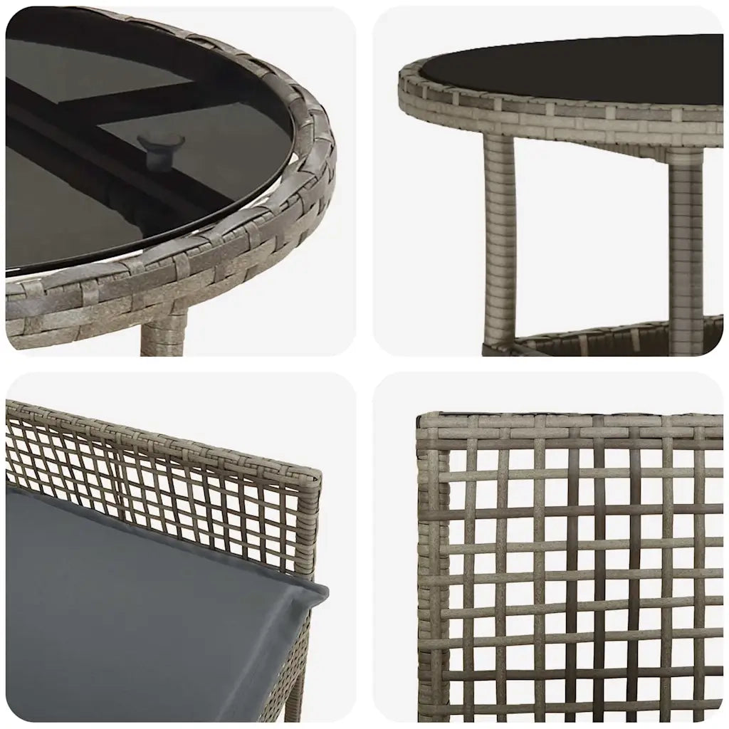 Set da Pranzo per Giardino 3 pz | Set Salotto da Giardino Grigio polyrattan