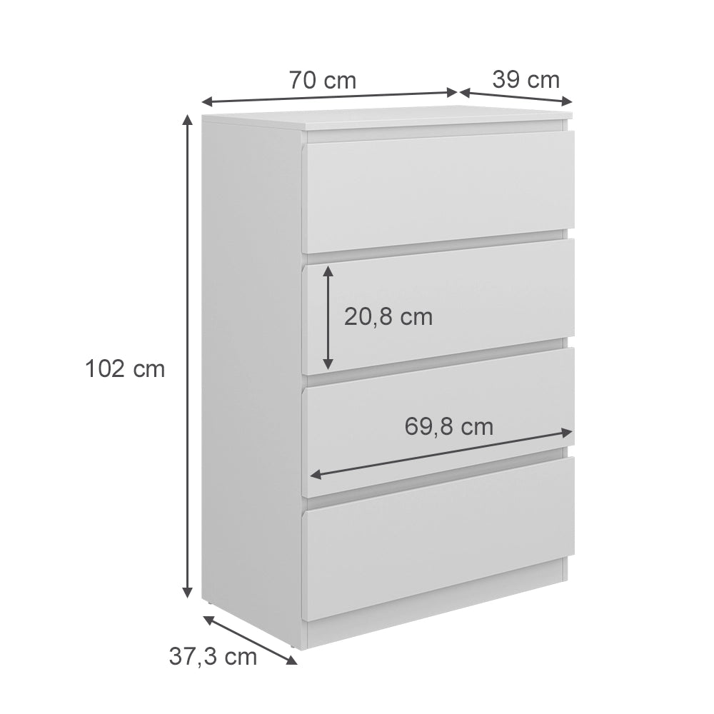 Vicco Cassettiera Bianco 39 x 102 cm