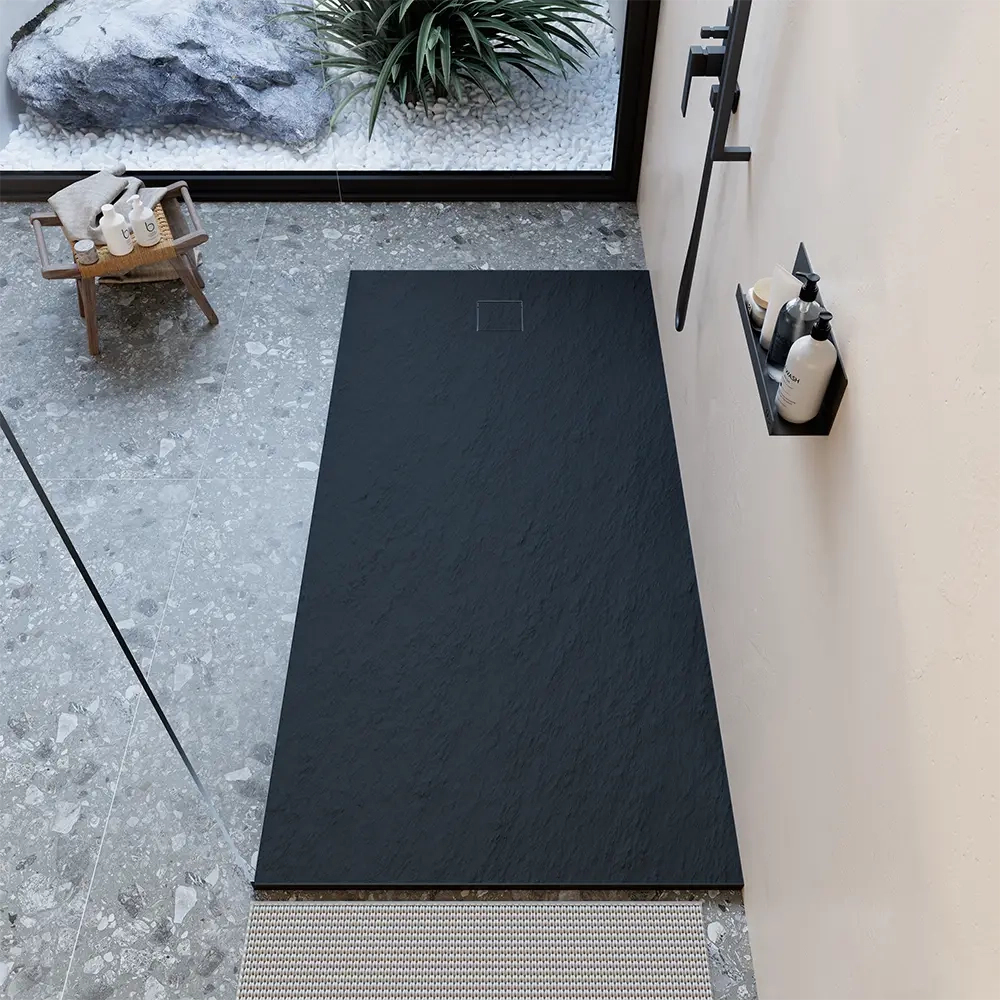 Piatto doccia 80x170 cm colore nero effetto pietra | Samos