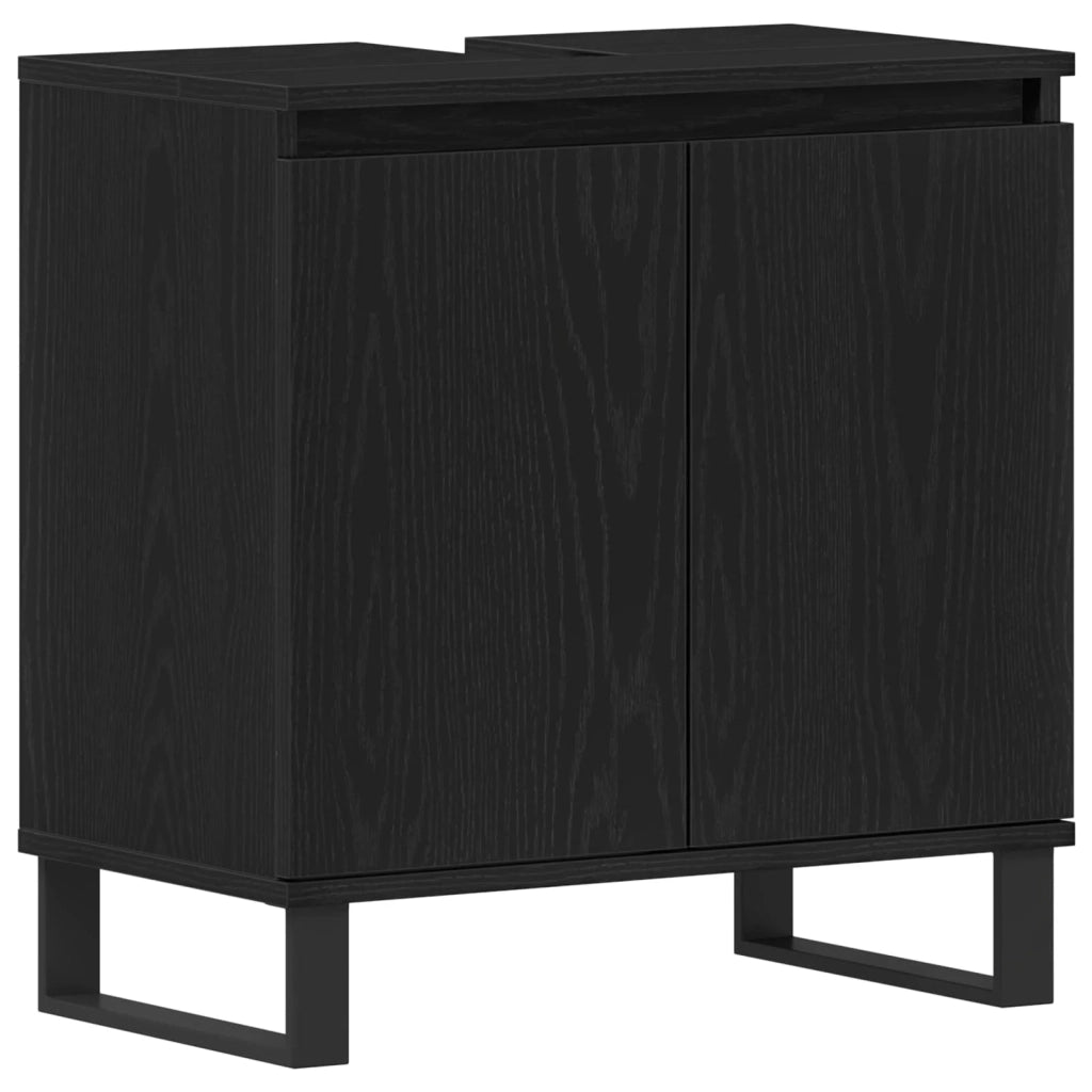 Set di mobili per il bagno Montaggio a parete 3 pcs Rovere Nero 3333100