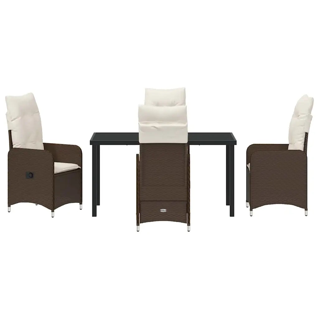 Set da Pranzo per Giardino con cuscino 5 pcs Marrone polyrattan 3379641