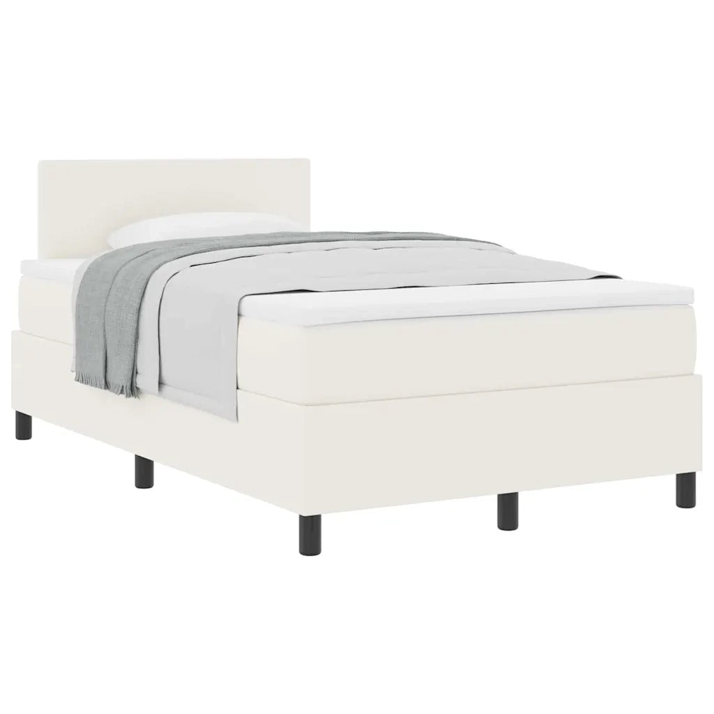 Letto a molle Crema e Bianco 120 x 190 cm Tessuto in Cords 3337505