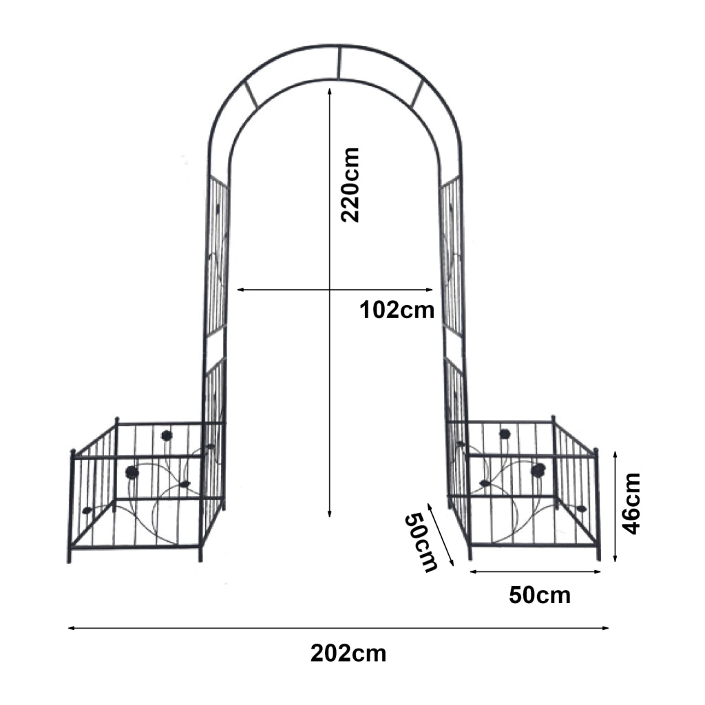 Pergola Arcuata Barisciano con Recinti per Piantare - Nero casa.pro