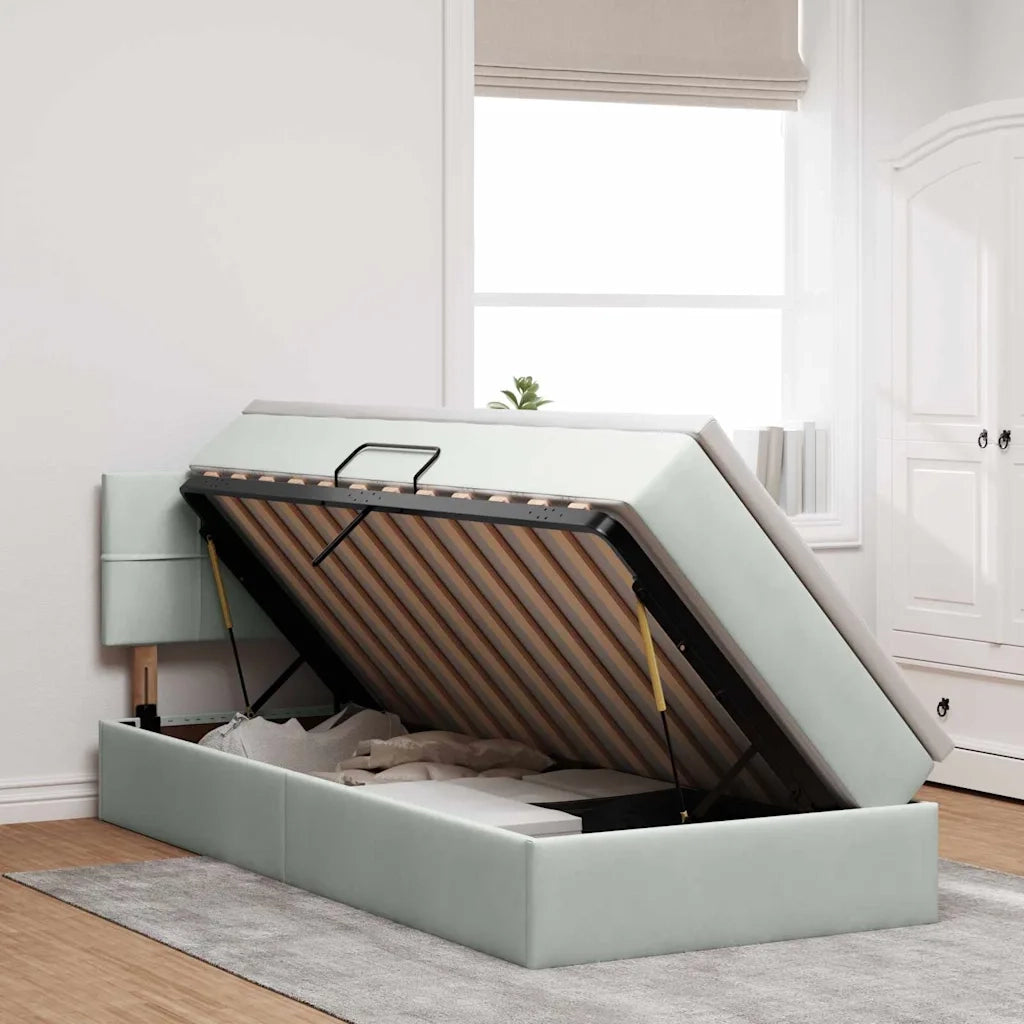 Letto con contenitore e LED Grigio chiaro 100 x 200 cm Velluto 3371373