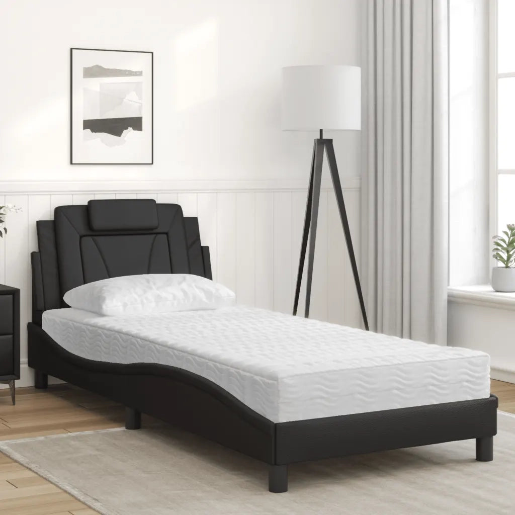 Letto Viana con Materasso Nero 90x200 cm in Similpelle