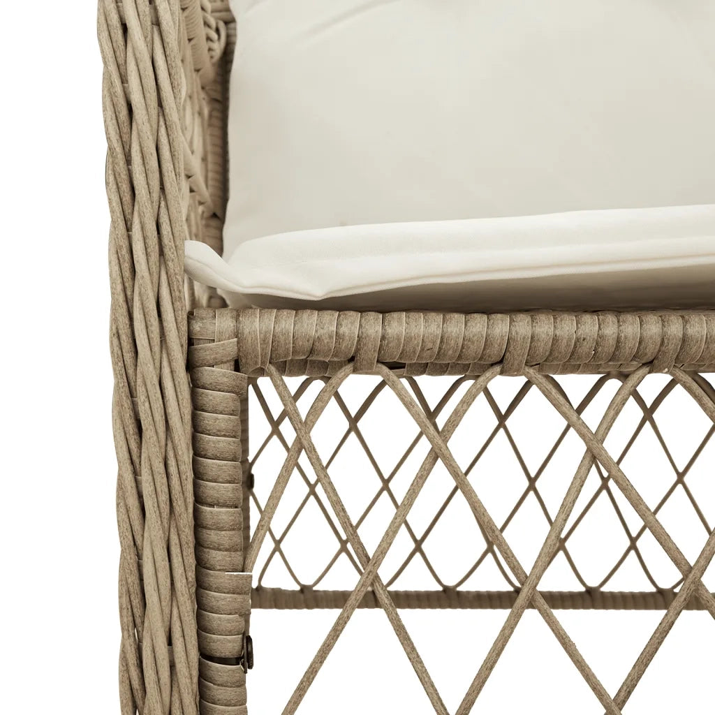 Set da Bistr¨° 3 pz | Set Salotto da Giardino con Cuscini Beige in Polyrattan