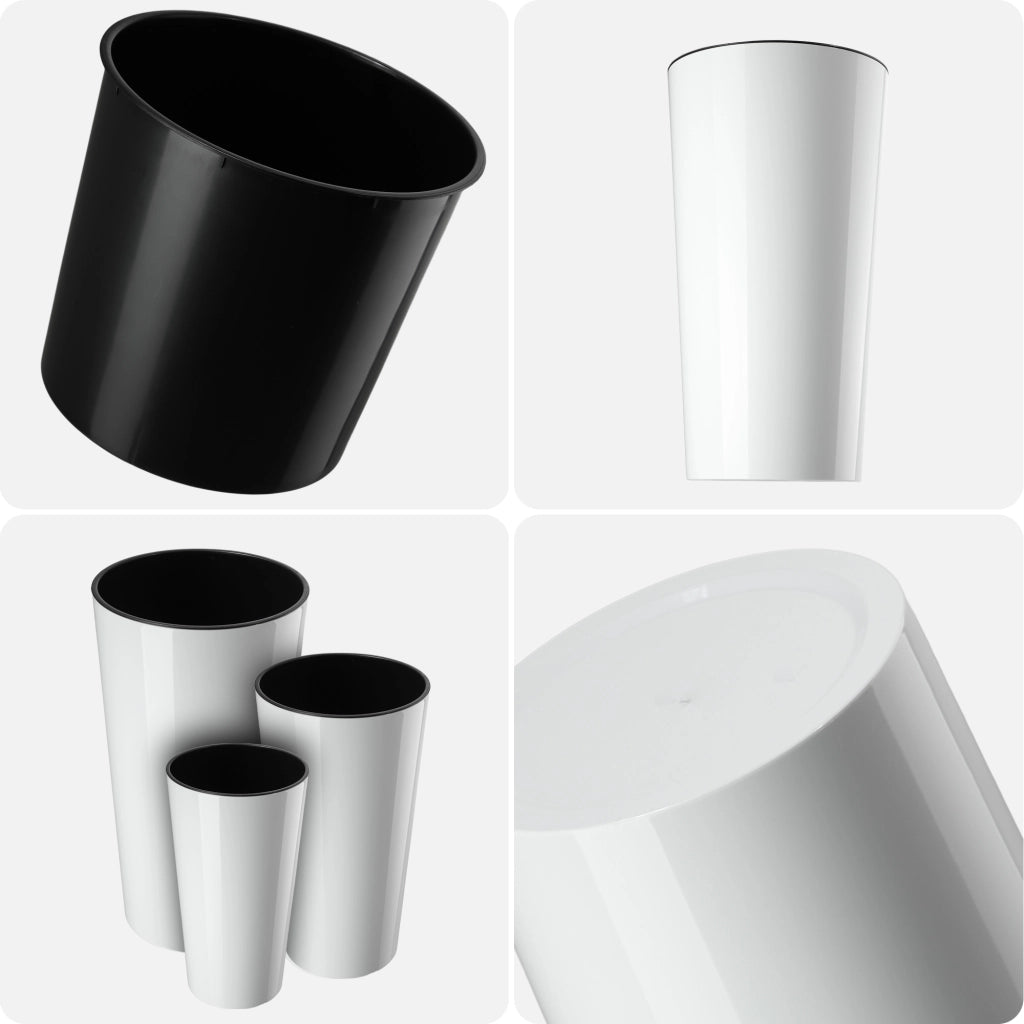 Vaso da fiori KADAX 57 cm con coperchio e inserto, in plastica bianca.