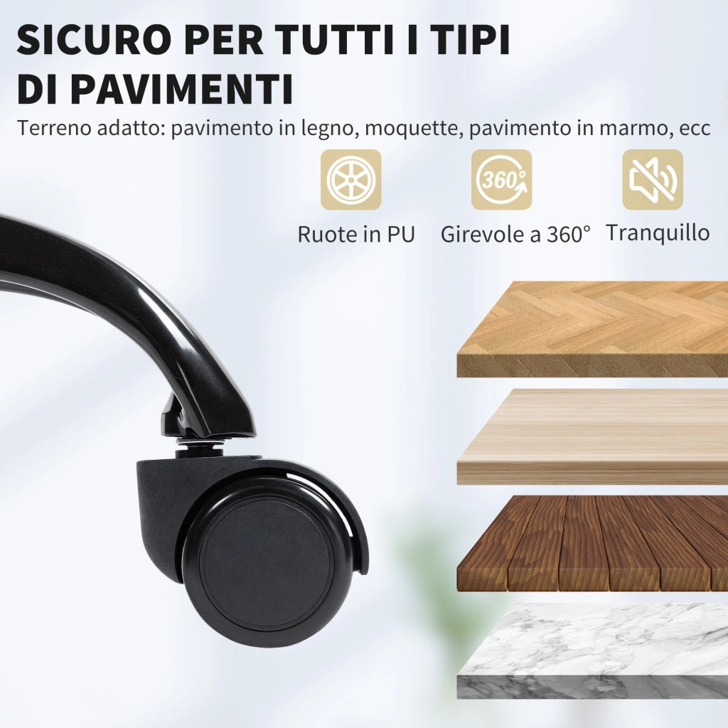 Sedia da Ufficio Reclinabile in Similpelle con Poggiapiedi e Rotelle ¨C Minimal ¨C Marrone 65x67x111-119 cm