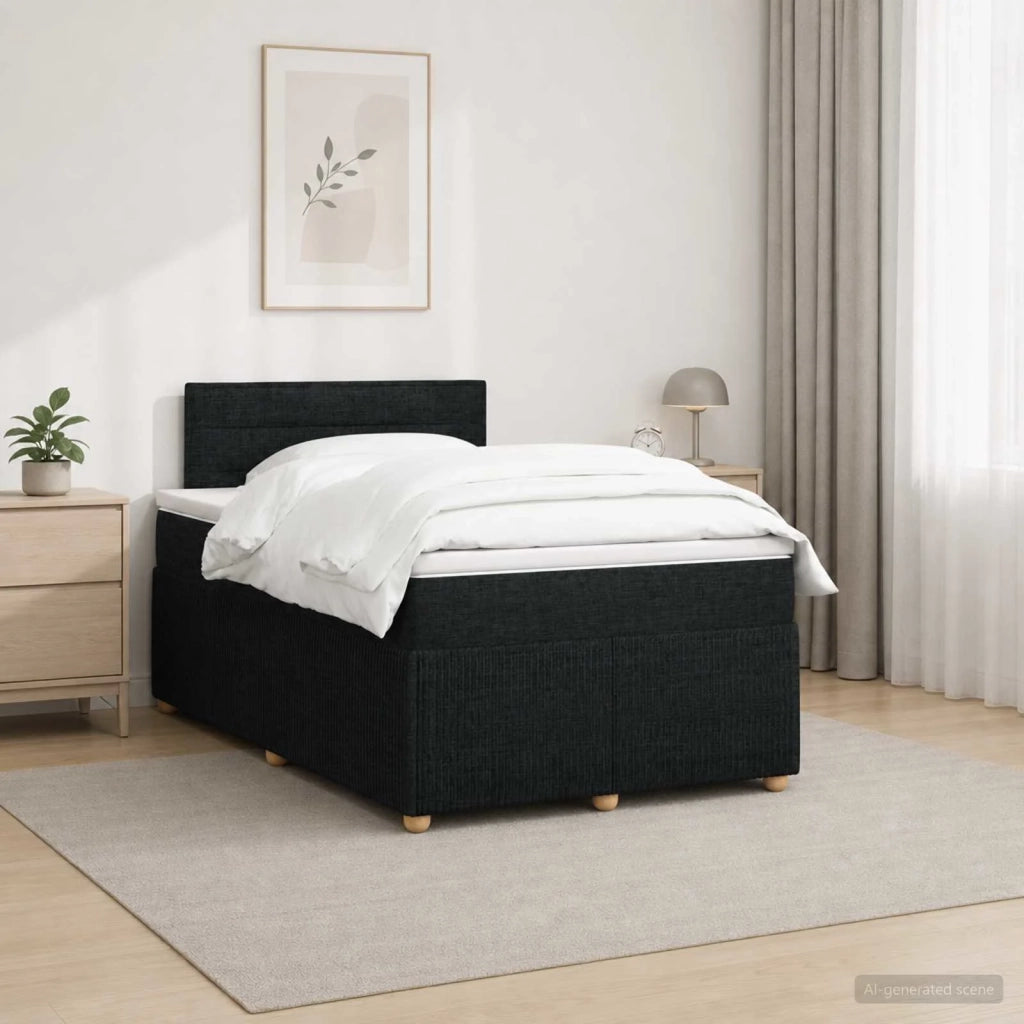 Letto box spring con materasso Nero 120 x 190 cm Tessuto 3452878