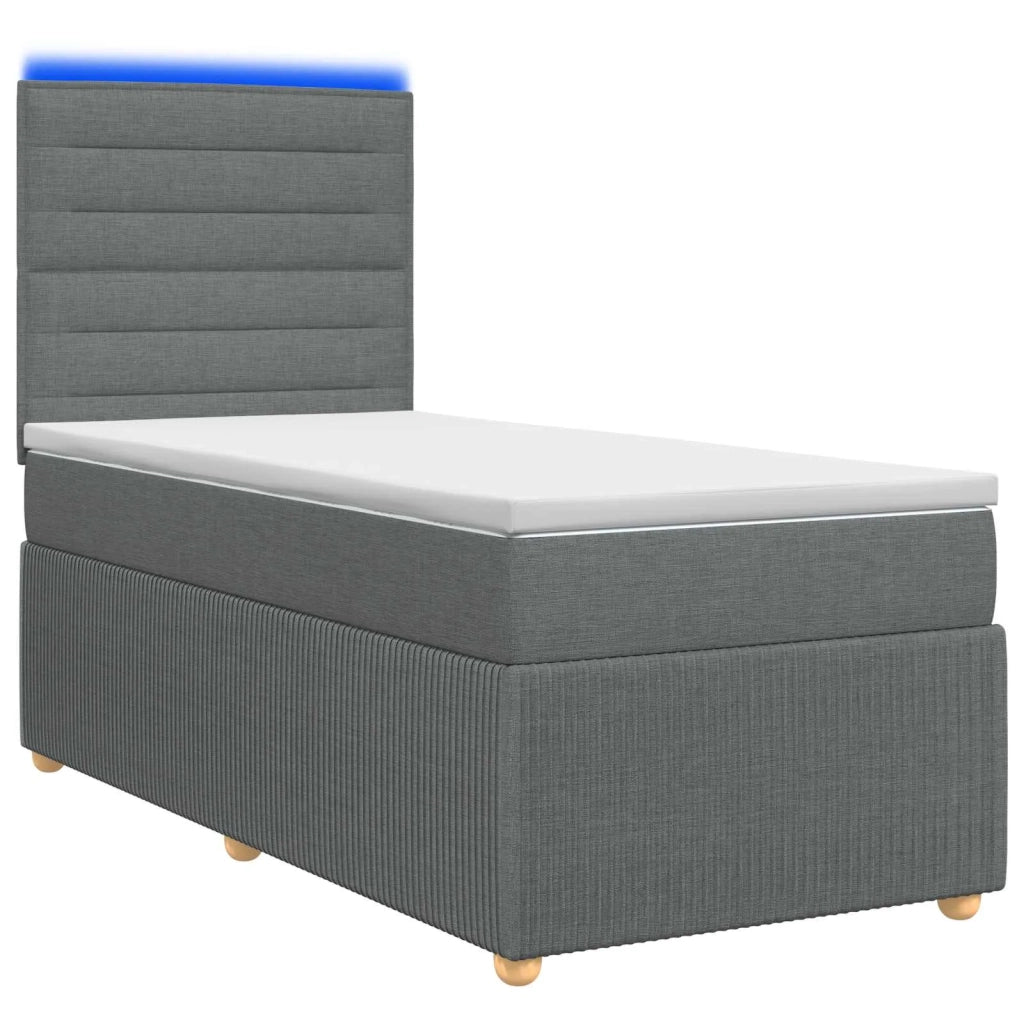 Letto Box Spring LED con Materasso Grigio Scuro 80 x 200 cm 3455721