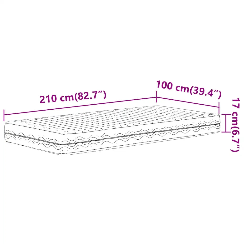 Materasso in Schiuma Bianco 100x210cm Durezza H2 H3 4016632
