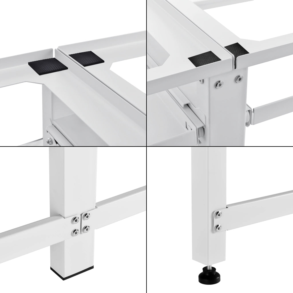 Supporto Doppio Bothel per Lavatrice in Acciaio con Ripiani Estraibili 124 x 54 x 37 cm - Bianco [en.casa]