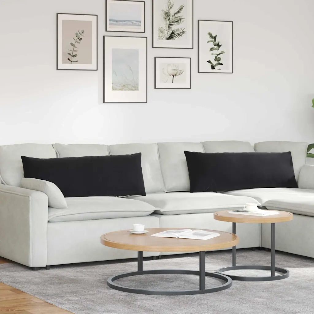 Cuscini da Divano 2 pz-Set di 2 Cuscini per Sofa Nero 120 x 40 cm Tessuto in Cords
