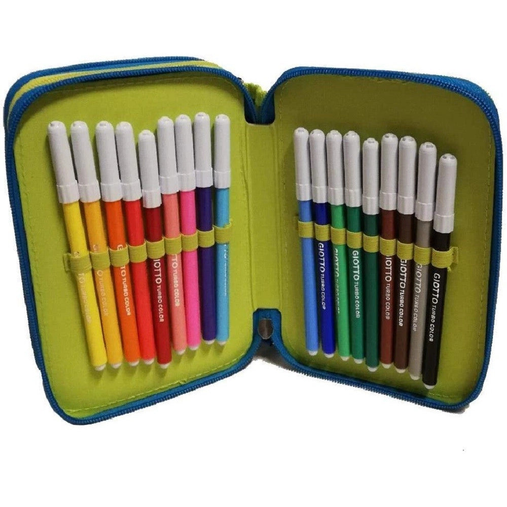 Trade Shop - Astuccio 3 Scomparti Zip Wwf Scuola Portapastelli Penne Pennarelli Accessoriato -
