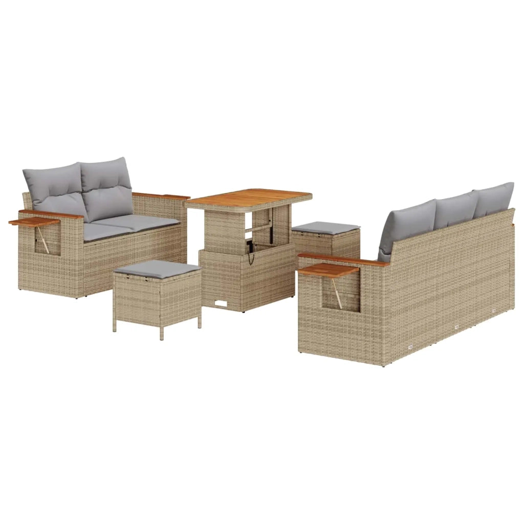 Set Divano da Giardino 8 pcs Beige polyrattan 3362992