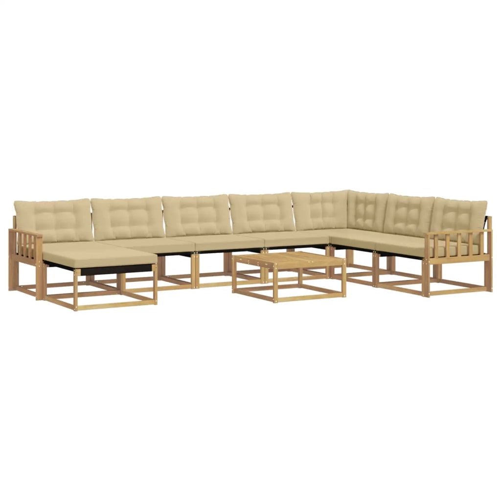 Set di divani da esterno 9 pcs Bianco e Beige 3388995