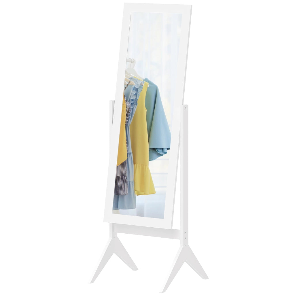 Specchio da Terra con Supporto Regolabile ¨C Xylo ¨C Legno Bianco 47x46x148 cm