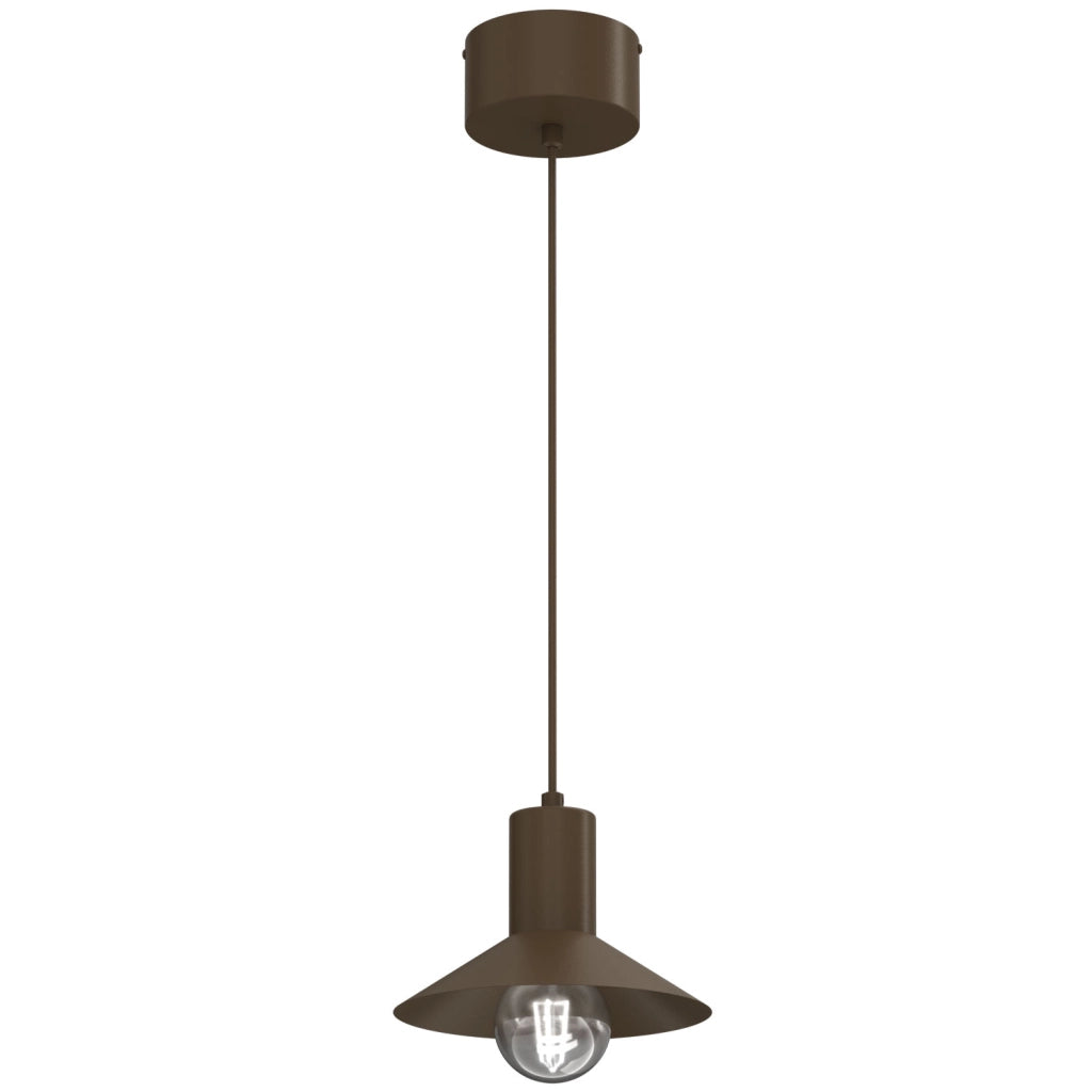Lampada sospesa conica 1xE27 marrone acciaio Nox Luminex