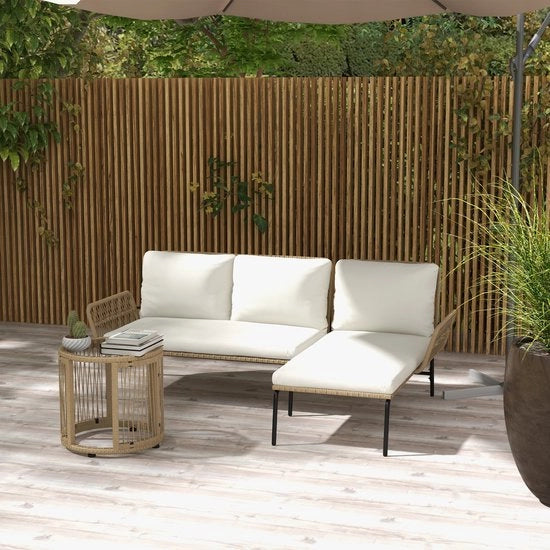 Set da giardino in rattan per 4 persone in crema