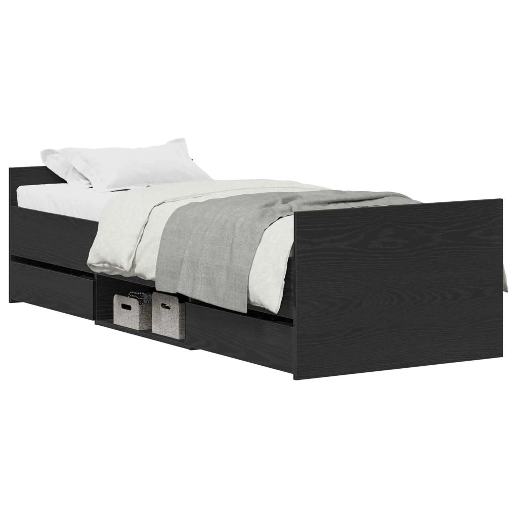 Struttura del letto con testiera-Giroletto con Testiera Rovere Nero 193 x 78 x 50 cm