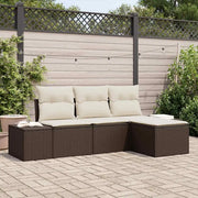Set Divano da Giardino con cuscino 4 pcs Marrone polyrattan 3347008