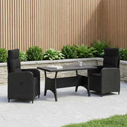 Set da pranzo per esterni 3 pz Nero polyrattan 3422256