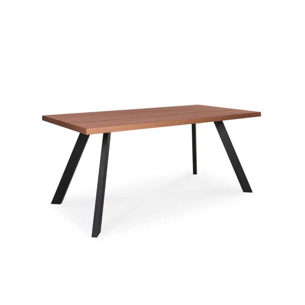 Tavolo da Pranzo Marburg 180×100 cm Rovere Noce e Acciaio Antracite – Design Industriale