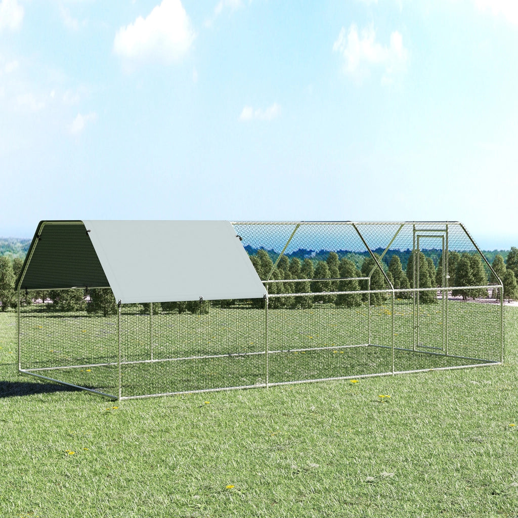 Recinto Gabbia per Galline in Metallo Galvanizzato Impermeabile, Pollaio con Porta e Copertura Oxford, 280x570x195cm