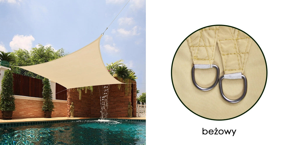 AIO FACTORY 5x5 m Vela Ombreggiante Impermeabile Beige - Vela Parasole da Giardino