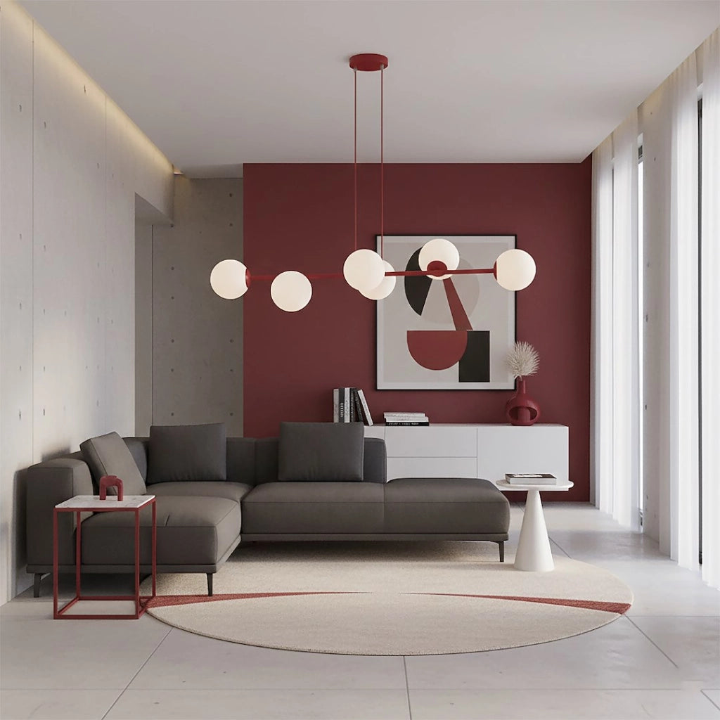 Lampada a sospensione Magnus 6xE14 bordeaux Emibig