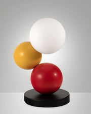 Lampada da Tavolo Micky 23cm in Metallo, Legno e Vetro Soffiato, Colore Giallo/Rosso/Nero, Regolazione Luce al Tocco, Sorgente G9 20W inclusa - Micky