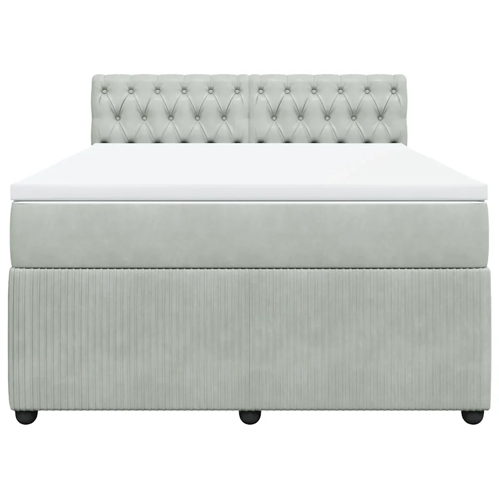 Giroletto a Molle con Materasso Grigio Chiaro 140x200cm Velluto