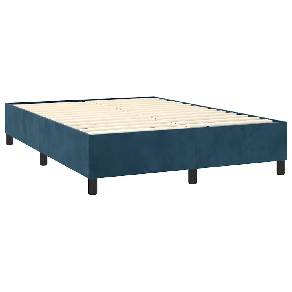 Letto a Molle con Materasso e LED Blu Scuro 140x190 cm 3136003
