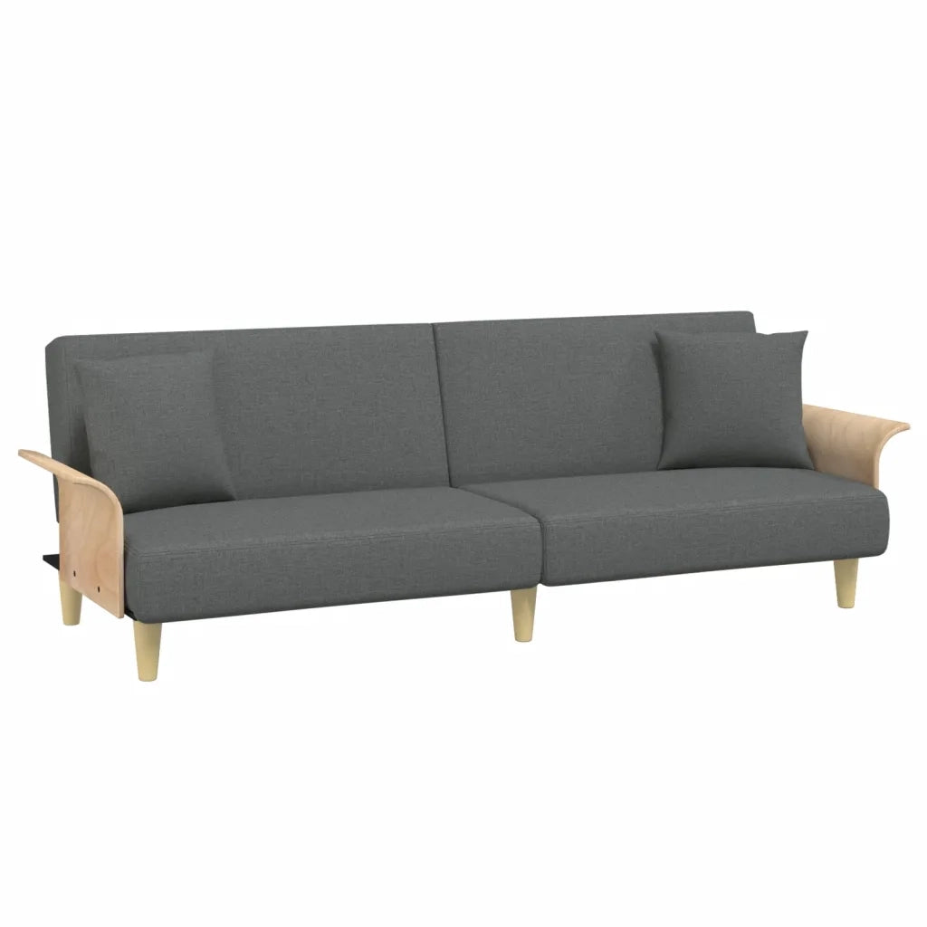 Divano Letto 2Posti Cuscini e Poggiapiedi Grigio Scuro Velluto 3216216