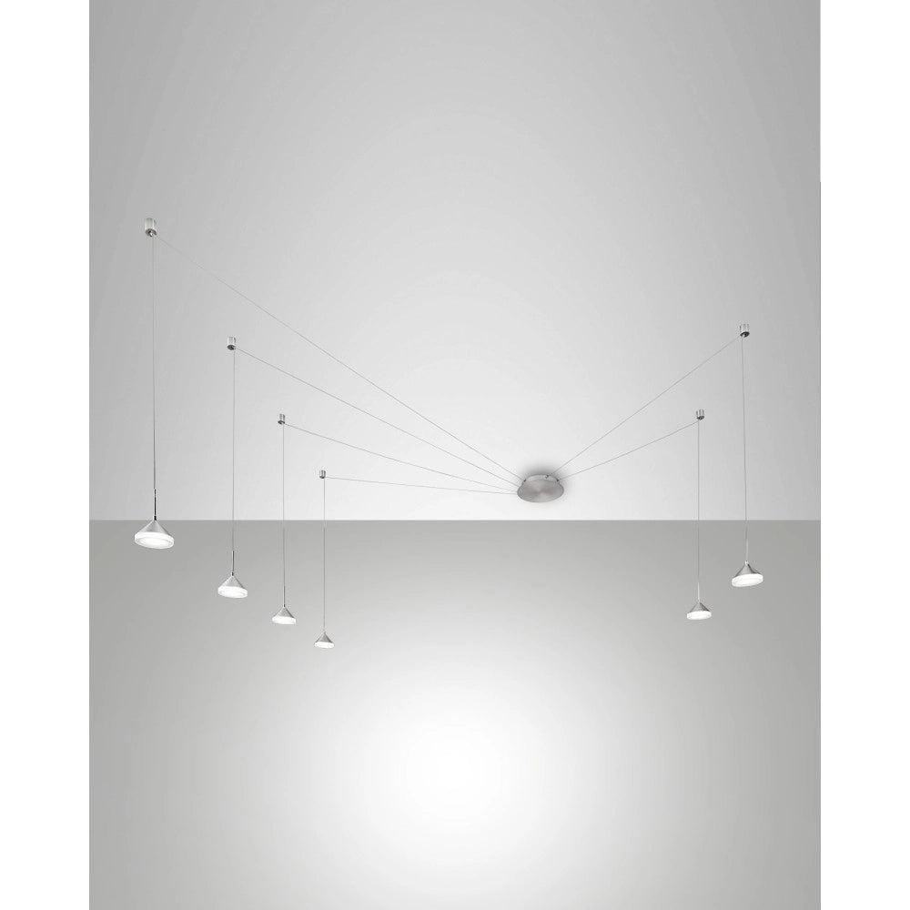 Lampada a Sospensione LED Isabella 48W 3000K Dimmerabile Ø350 cm Alluminio satinato - Lampadario in Metallo variaforma
