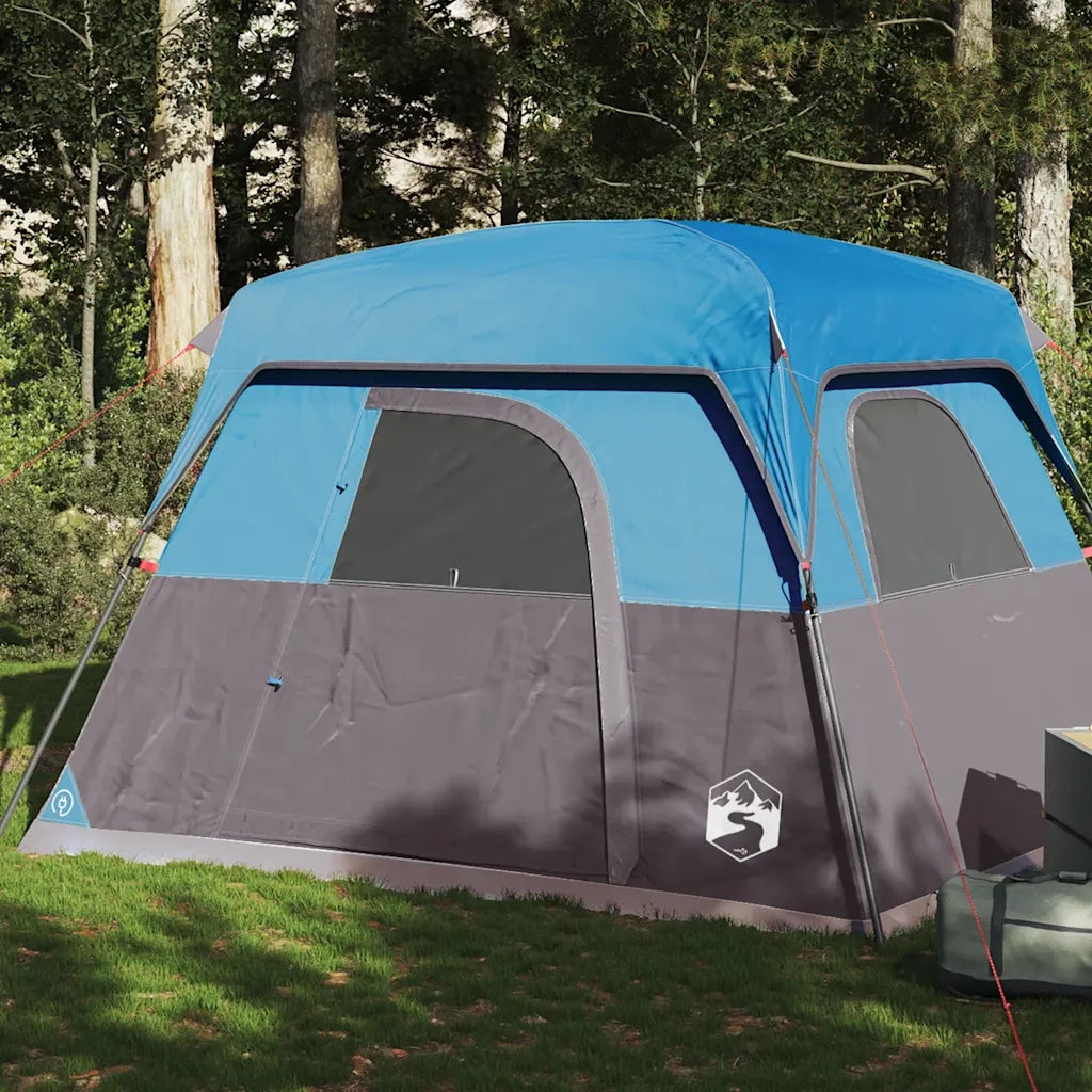 Tenda da Campeggio a Cabina per 4 Persone Blu Impermeabile 94543