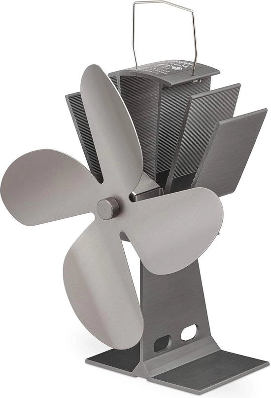 Ventilatore a calore senza corrente - 4 pale - acciaio inox
