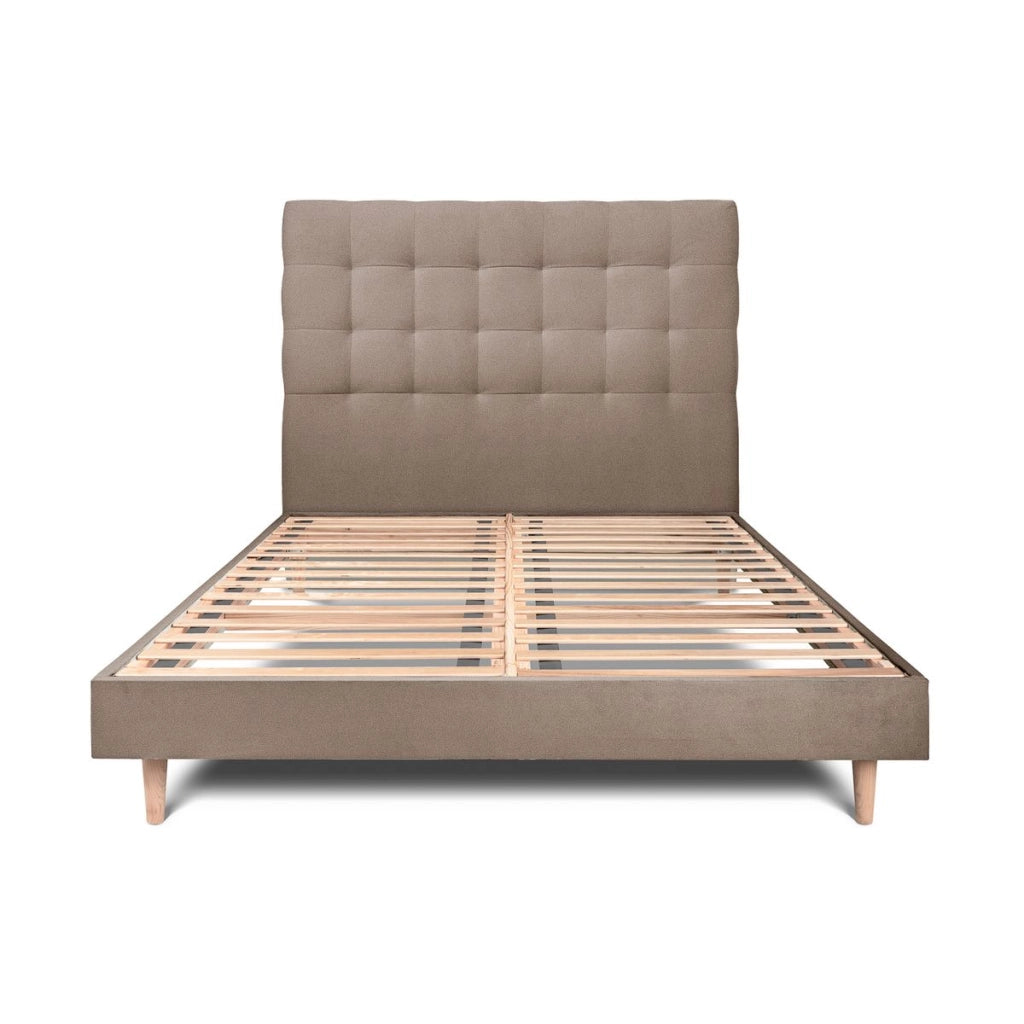 Letto 150x190 cm con testata imbottita - Tessuto velluto