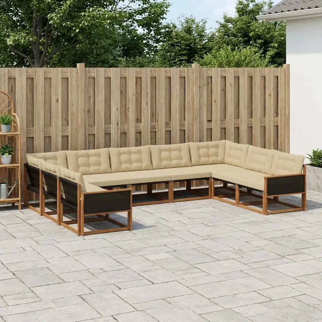 Set di divani da esterno con cuscino 9 pcs Naturale e Beige 3381673